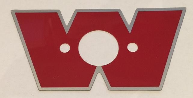 Warn solenoid housing sticker, Genuine warn red "W"sticker for the solenoid housing, Warn W decal